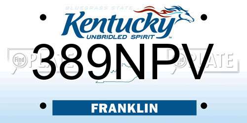 389NPV Kentucky License Plate