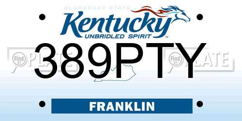 389PTY Kentucky License Plate
