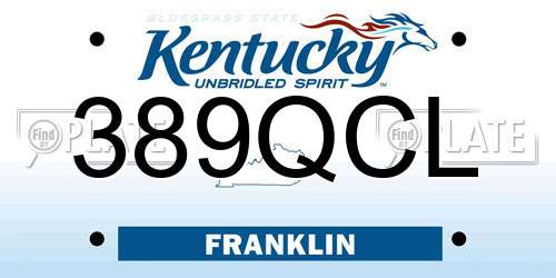 389QCL Kentucky License Plate