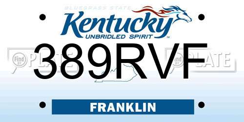 389RVF Kentucky License Plate