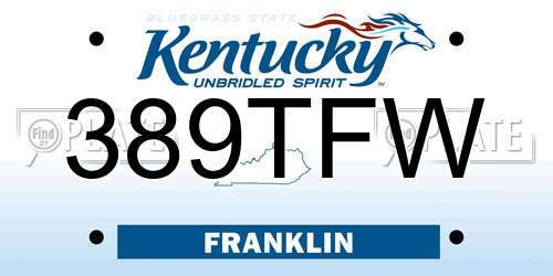 389TFW Kentucky License Plate