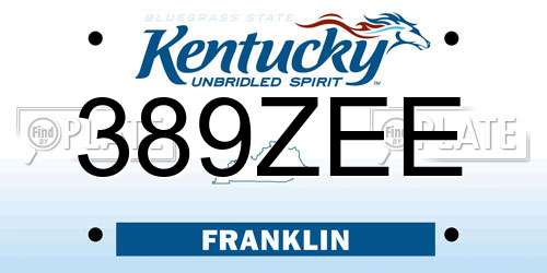 389ZEE Kentucky License Plate