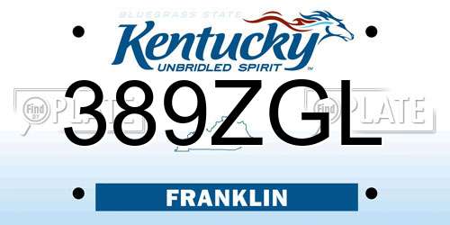 389ZGL Kentucky License Plate
