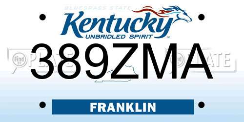 389ZMA Kentucky License Plate