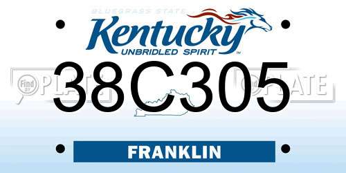 38C305 Kentucky License Plate