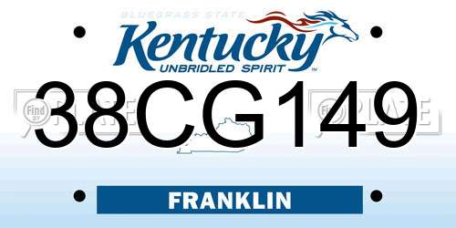38CG149 Kentucky License Plate