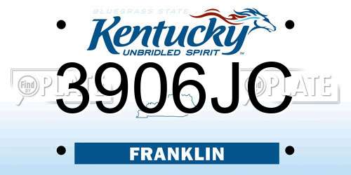 3906JC Kentucky License Plate