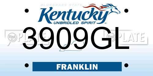 3909GL Kentucky License Plate