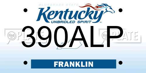 390ALP Kentucky License Plate