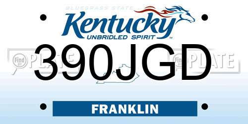 390JGD Kentucky License Plate