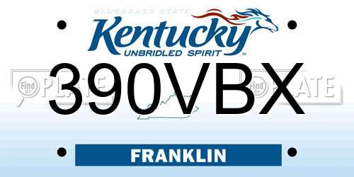 390VBX Kentucky License Plate
