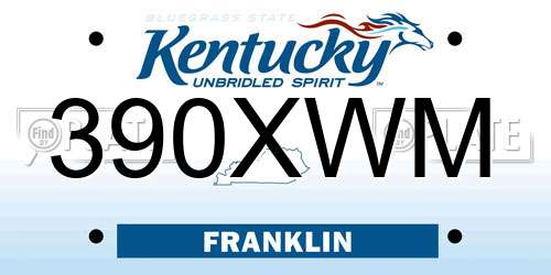 390XWM Kentucky License Plate