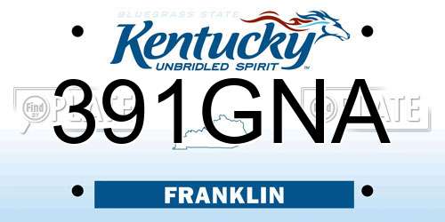 391GNA Kentucky License Plate