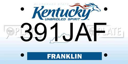 391JAF Kentucky License Plate