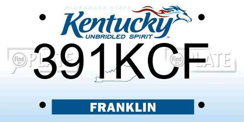 391KCF Kentucky License Plate