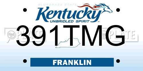 391TMG Kentucky License Plate