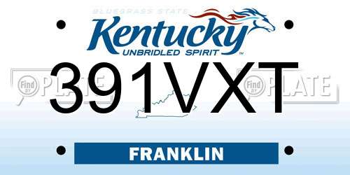391VXT Kentucky License Plate