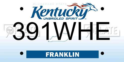 391WHE Kentucky License Plate
