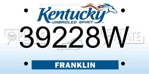 39228W Kentucky License Plate