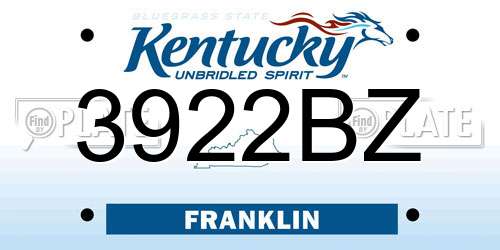3922BZ Kentucky License Plate