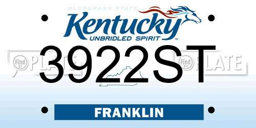 3922ST Kentucky License Plate