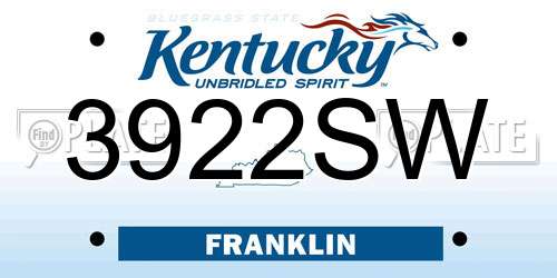 3922SW Kentucky License Plate