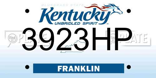 3923HP Kentucky License Plate