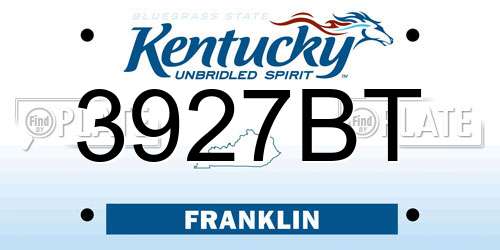 3927BT Kentucky License Plate