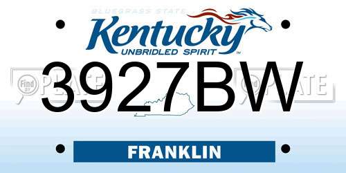 3927BW Kentucky License Plate