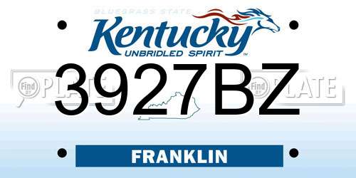 3927BZ Kentucky License Plate