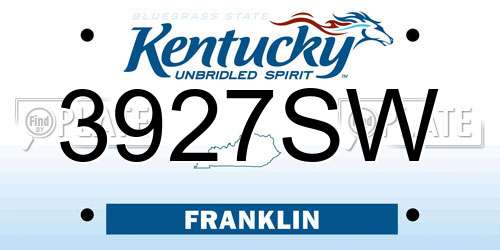 3927SW Kentucky License Plate