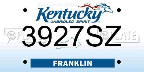 3927SZ Kentucky License Plate