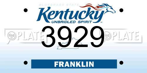 3929 Kentucky License Plate