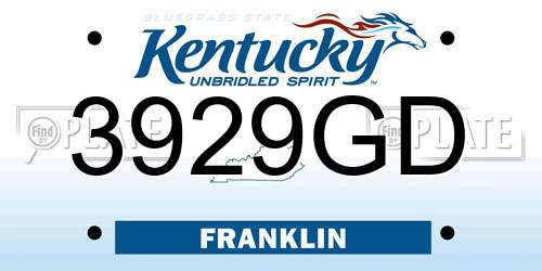 3929GD Kentucky License Plate
