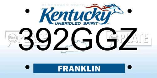 392GGZ Kentucky License Plate