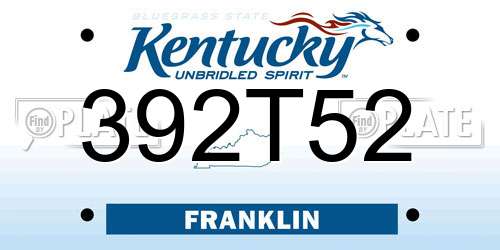 392T52 Kentucky License Plate