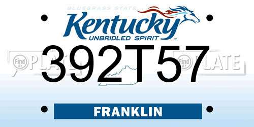 392T57 Kentucky License Plate