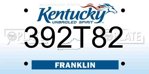 392T82 Kentucky License Plate