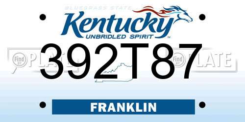 392T87 Kentucky License Plate