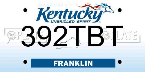392TBT Kentucky License Plate