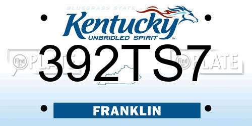 392TS7 Kentucky License Plate