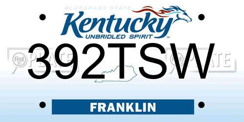 392TSW Kentucky License Plate