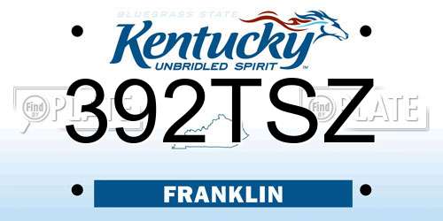 392TSZ Kentucky License Plate
