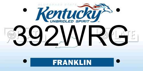 392WRG Kentucky License Plate
