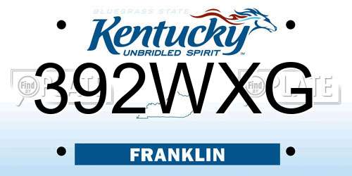 392WXG Kentucky License Plate