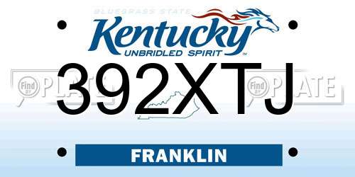 392XTJ Kentucky License Plate