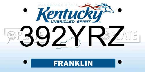 392YRZ Kentucky License Plate