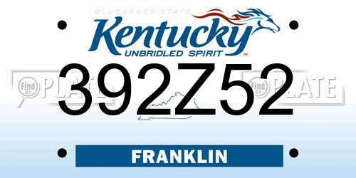 392Z52 Kentucky License Plate