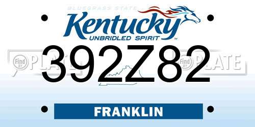 392Z82 Kentucky License Plate