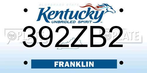 392ZB2 Kentucky License Plate